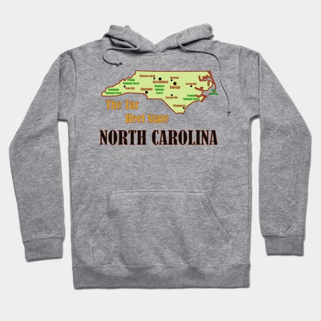 North Carolina Map Hoodie by Pr0metheus